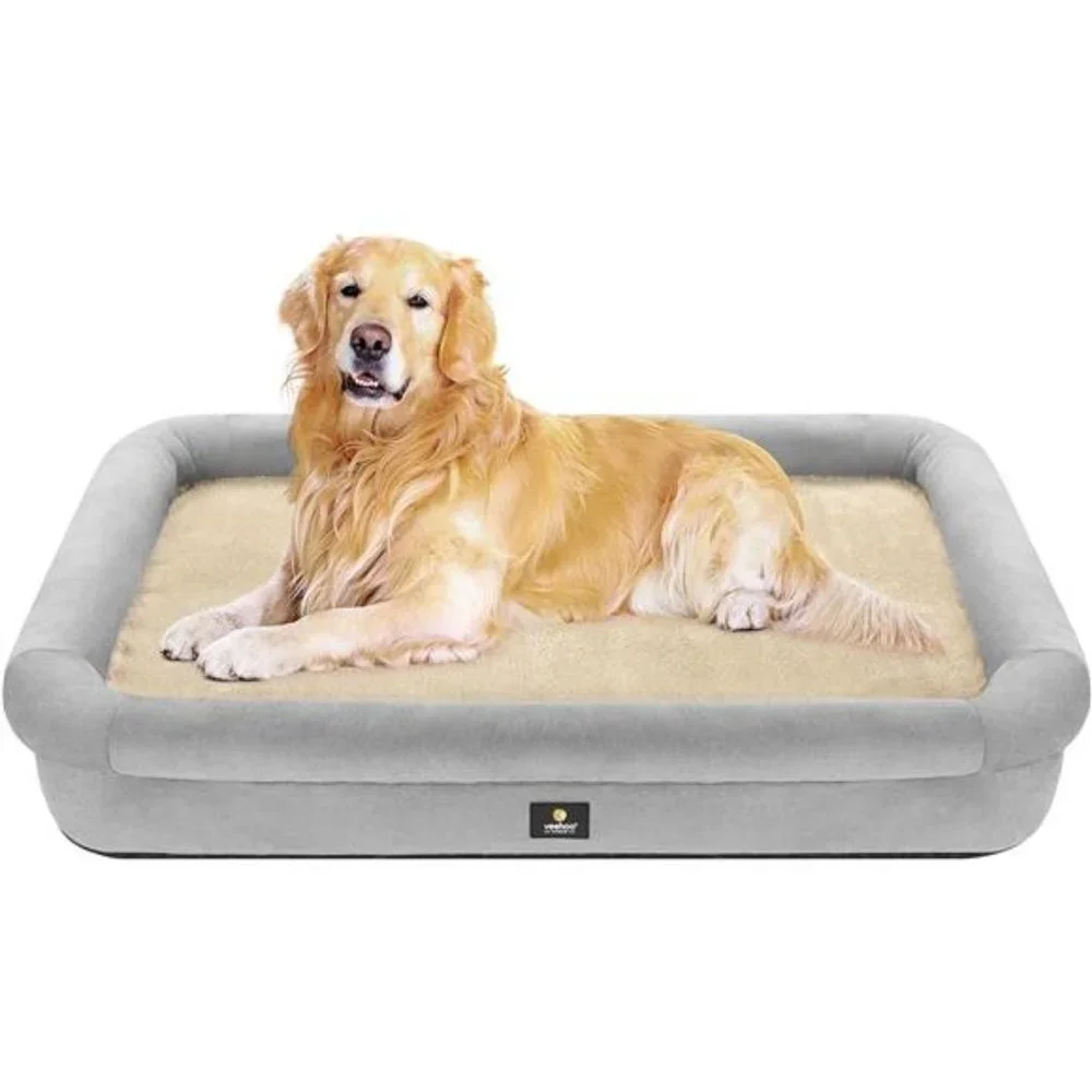 Orthopedic Large Dog Bed with 4 Bolsters and Removable Washable Cover, XL, Cream